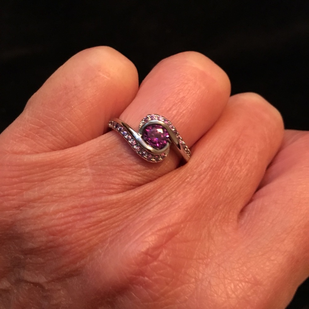 Amethysts and diamond chip ring